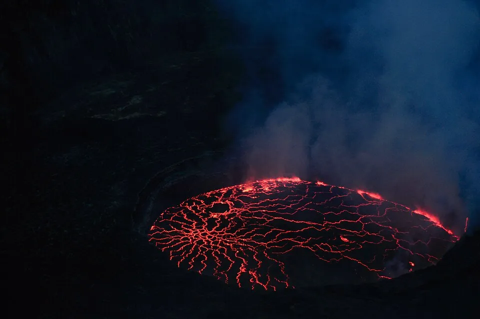 Nyiragongo lava lake summit crater Virunga DR Congo East African Rift