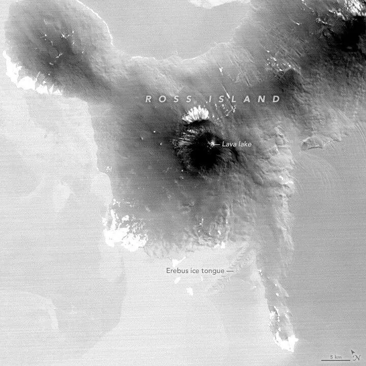 Mount Erebus Antarctica lava lake summit thermal infrared NASA ASTER persistent volcano