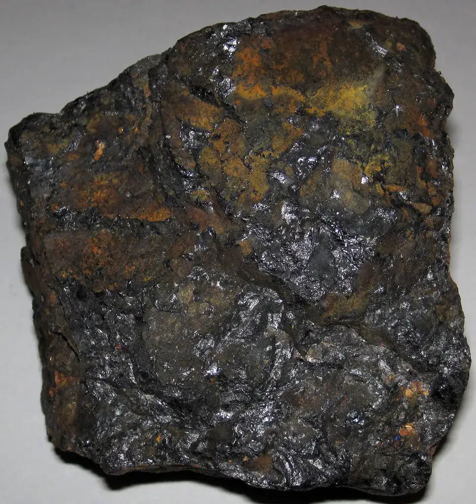 Dark grey lodestone from Magnet Cove, Arkansas, a naturally magnetised piece of magnetite