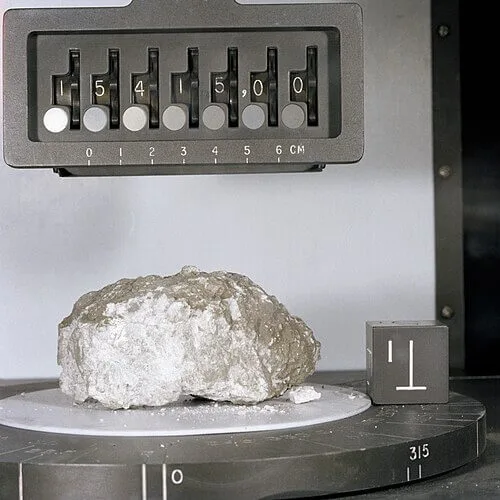 Apollo 15 lunar anorthosite sample 15415, the Genesis Rock, collected at Spur Crater
