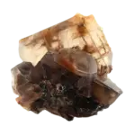 Cluster of translucent brown and amber mineral crystals (calcite)