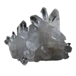 Transparent quartz crystal cluster with pointed formations