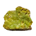 Bright green crystalline mineral specimen on dark matrix (adamite specimen)