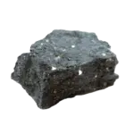 Rough black amphibole on white background