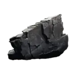 Black basalt chunk with layered, cracked texture