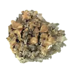 Orange and gray crystal mineral cluster specimen (monazite mineral)
