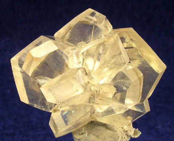 Transparent selenite gypsum crystal specimen from the Naica mine, Chihuahua, photographed on a black background