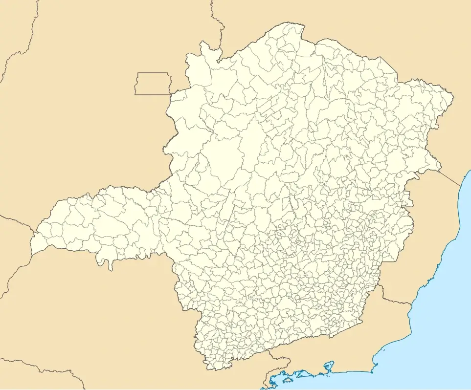 Map of Brazil showing the state of Minas Gerais highlighted in red in the southeast of the country, with state borders outlined