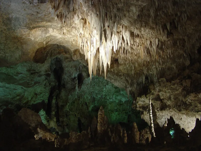 Stalactites and stalagmites in Carlsbad Caverns