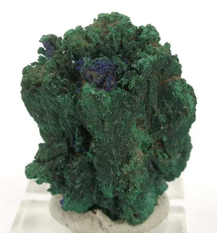 Green malachite mineral specimen with blue azurite
