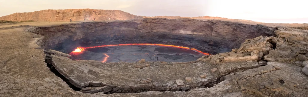Panorama of Erta Ale volcano in the Danakil Depression, home to one of the world's longest-lived lava lakes