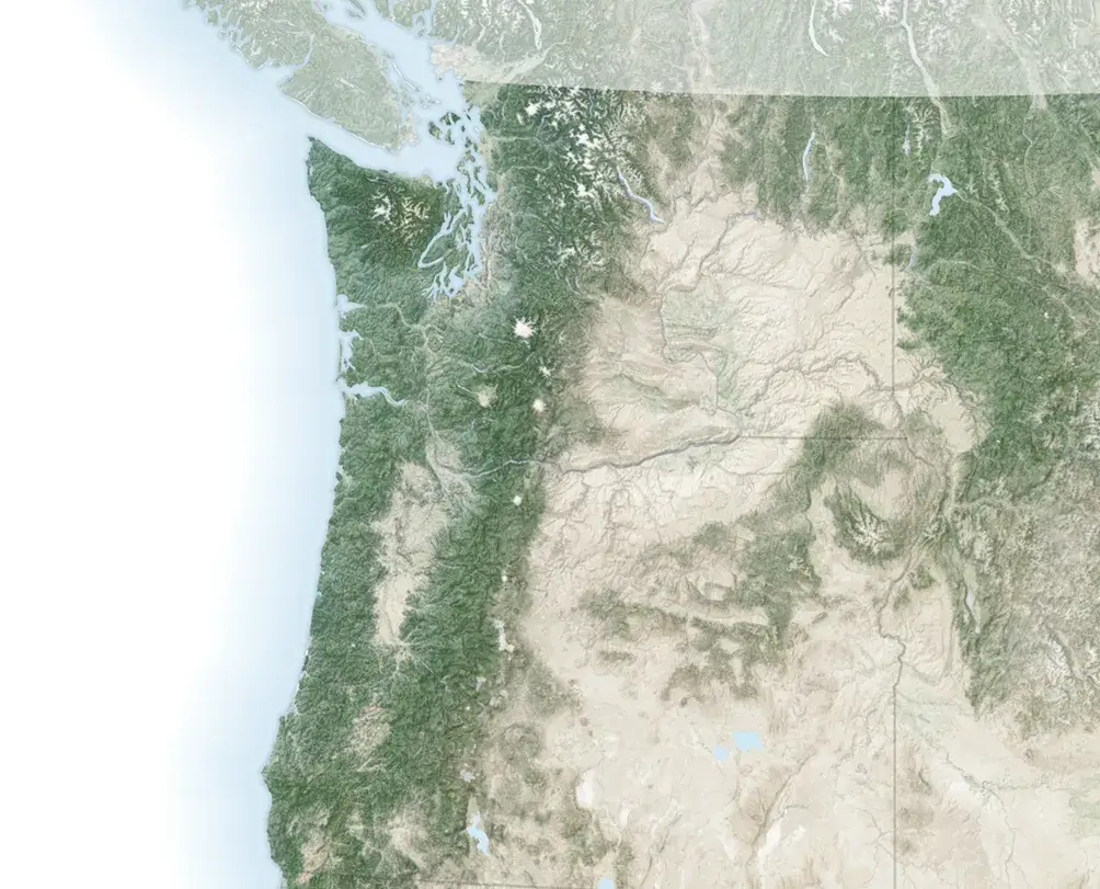 Location map of the Channeled Scablands region showing Glacial Lake Missoula in Montana, the ice dam on the Clark Fork River, and flood routes crossing eastern Washington toward the Columbia River.