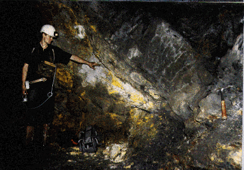Fossil Reactor 15 at Oklo in Gabon, where yellowish uranium-oxide rock marks the core of a natural nuclear reactor that operated nearly two billion years ago.