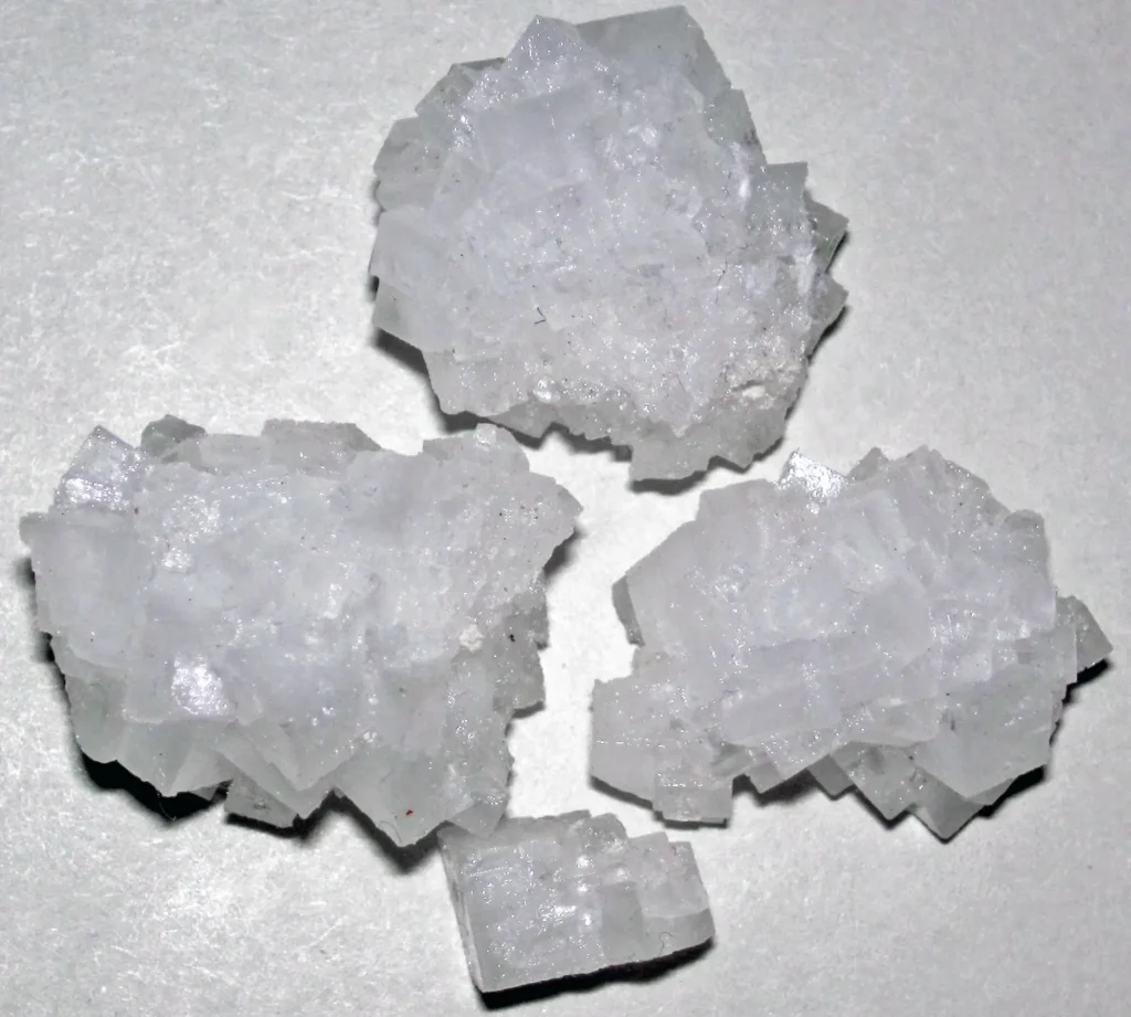 Cubic halite rock salt crystals