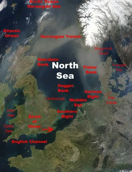 Satellite view of the North Sea