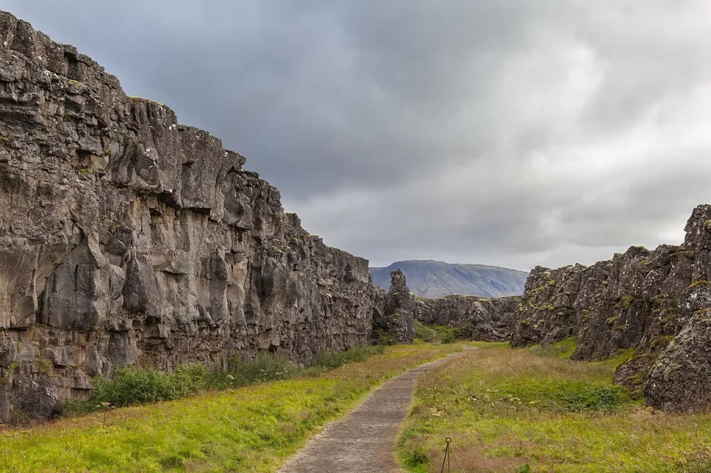 The Almannagjá rift at Þingvellir National Park, Iceland
