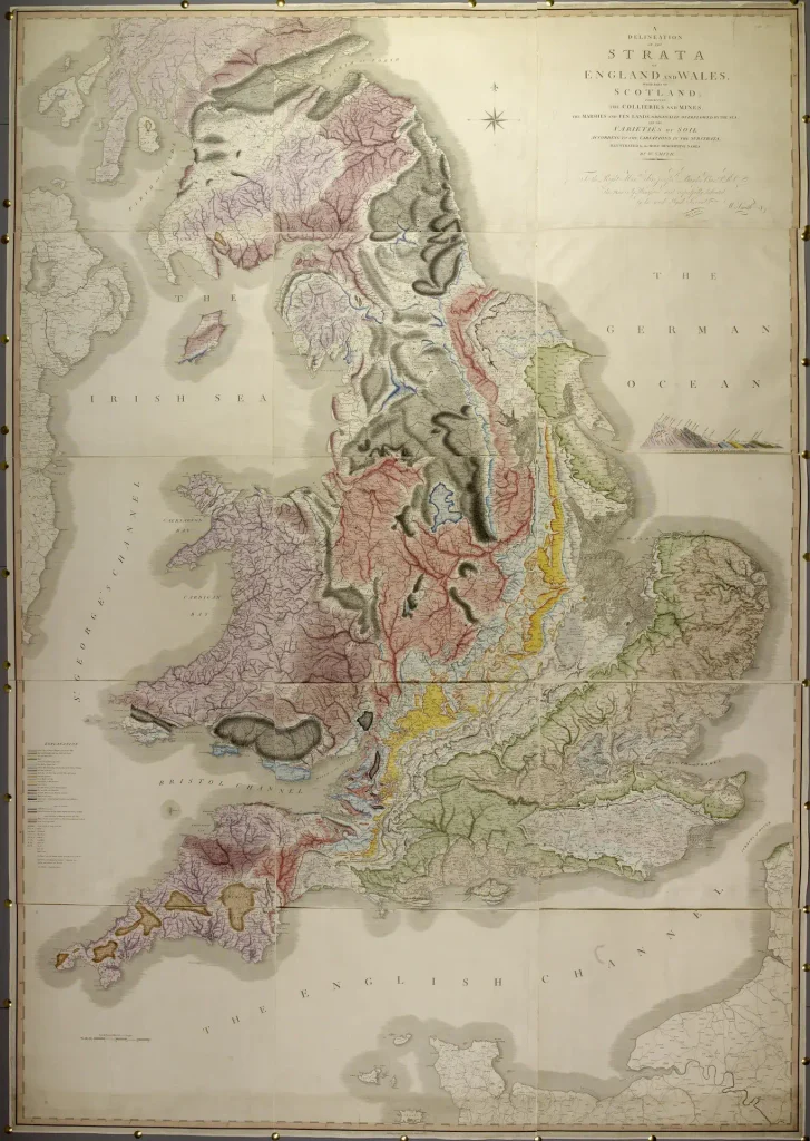 William Smith 1815 geological map of England and Wales, the first large-scale geological map
