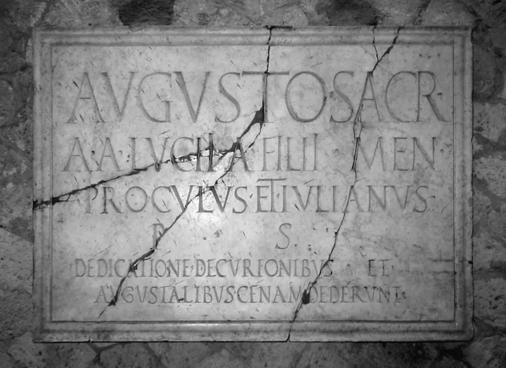 Marble dedicatory inscription of the Collegium Augustalium at Herculaneum
