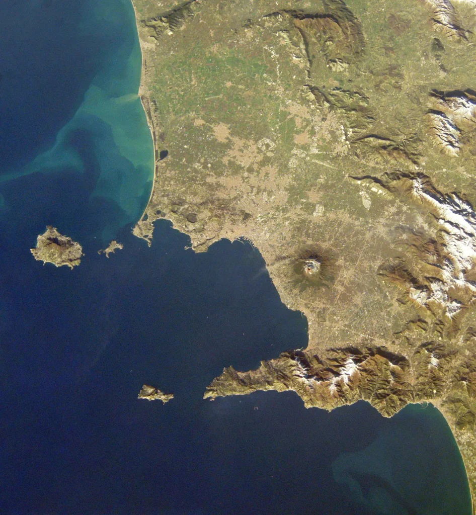 Astronaut photograph of the Bay of Naples and Mount Vesuvius from the International Space Station