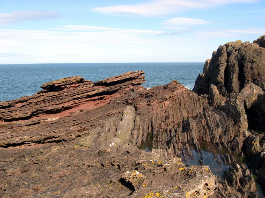 Siccar Point angular unconformity in Scotland, the birthplace of deep time and the geologic time scale