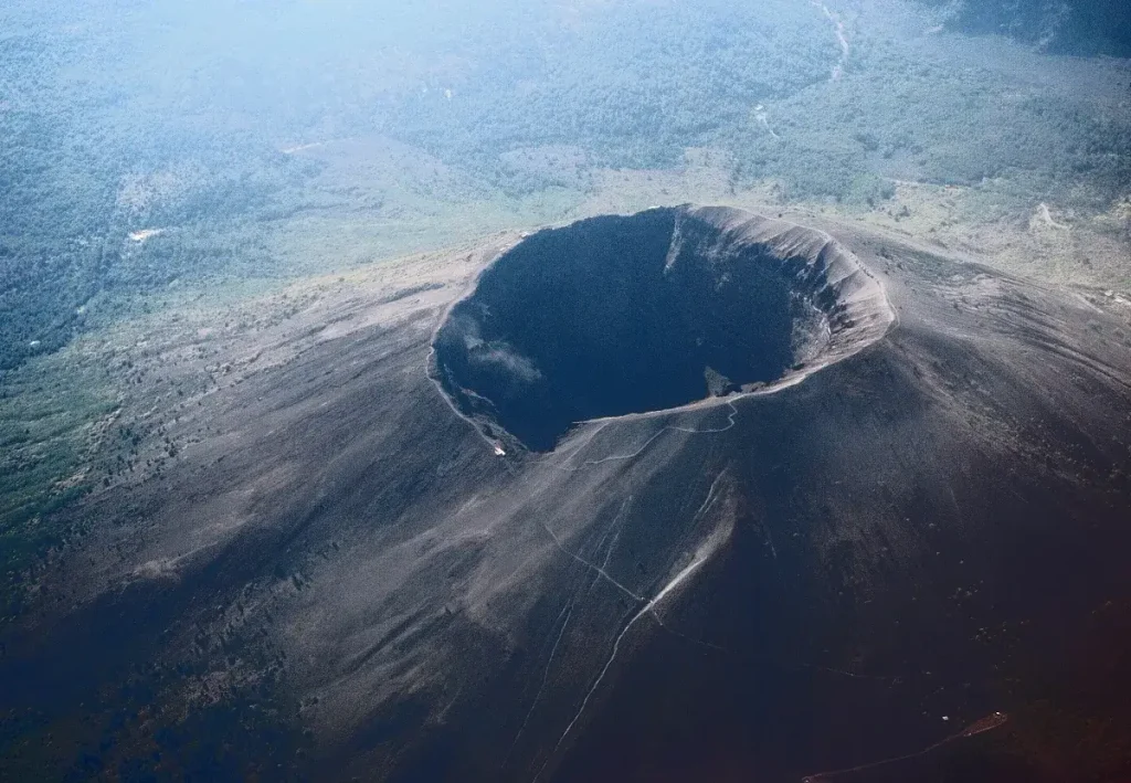 Aerial photograph of the summit crater of Mount Vesuvius